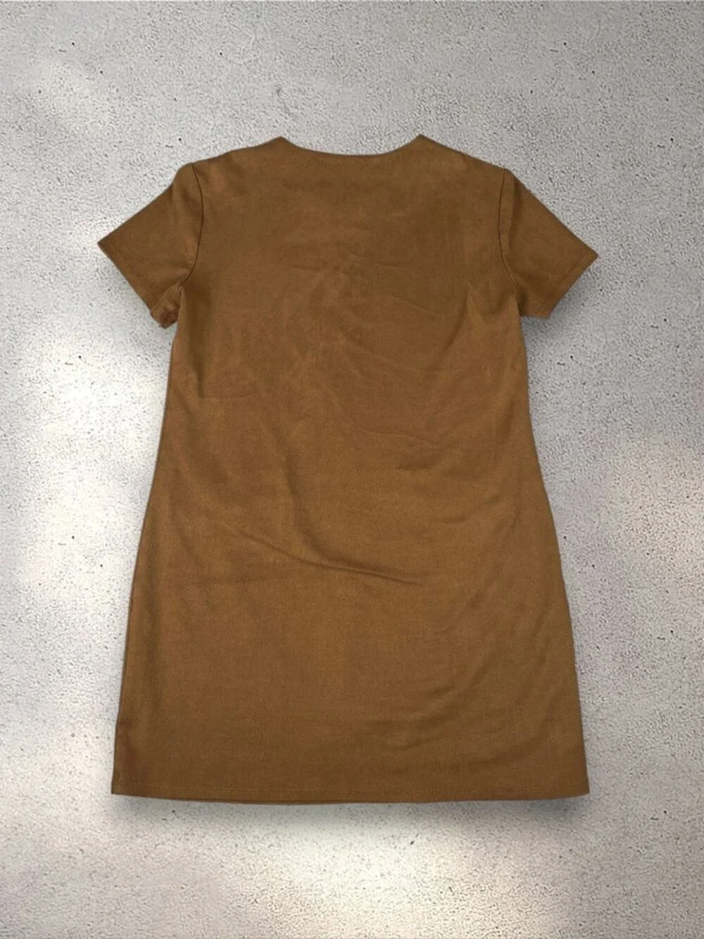 WAYF Fox Catcher Faux Suede Dress Women's S Tan Mini Shift Autumn Party Bohemian